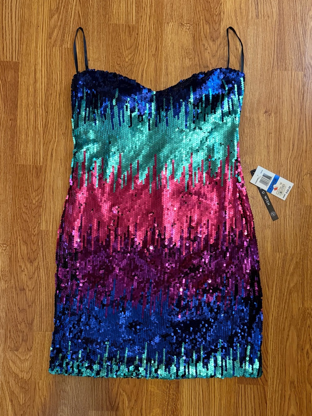 As U Wish Sequin Mini Dress in Teal, Magenta & Purple